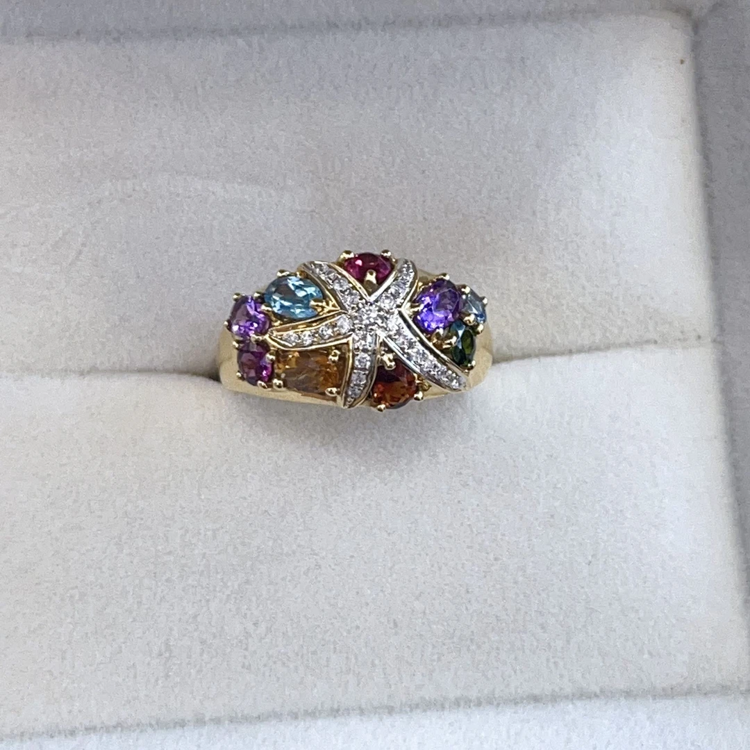 周D福 多彩宝石戒指