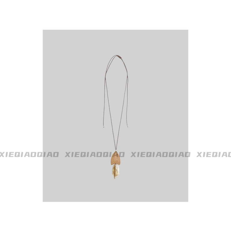 非金属棉绳项链 谢荞荞「木头鱼项链」小众设计木头蜡线木头鱼项链