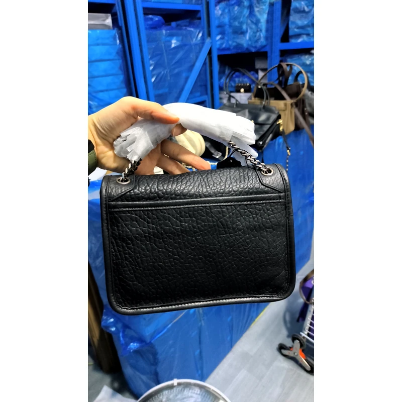 YUSHA/高档黑色阿杨泡泡羊皮手提链条包-9592-1