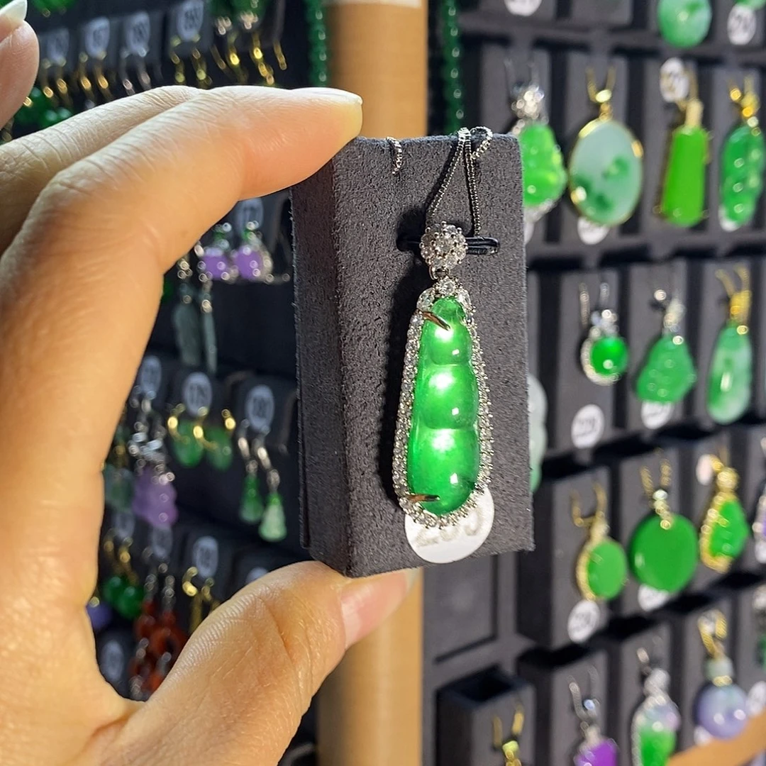 银S925镶嵌翡翠耳饰235