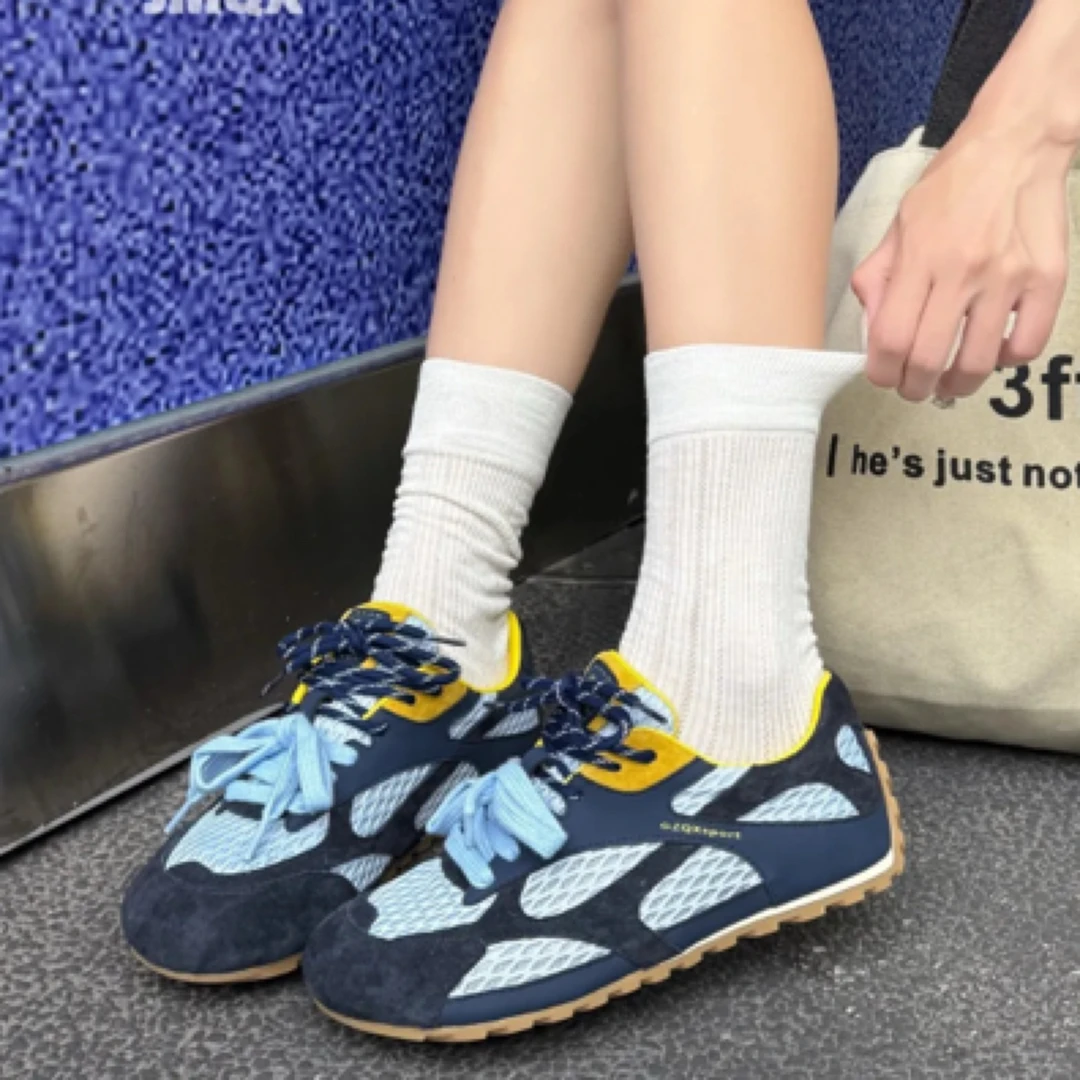 女子系带防滑德训鞋休闲鞋百搭低帮拼色