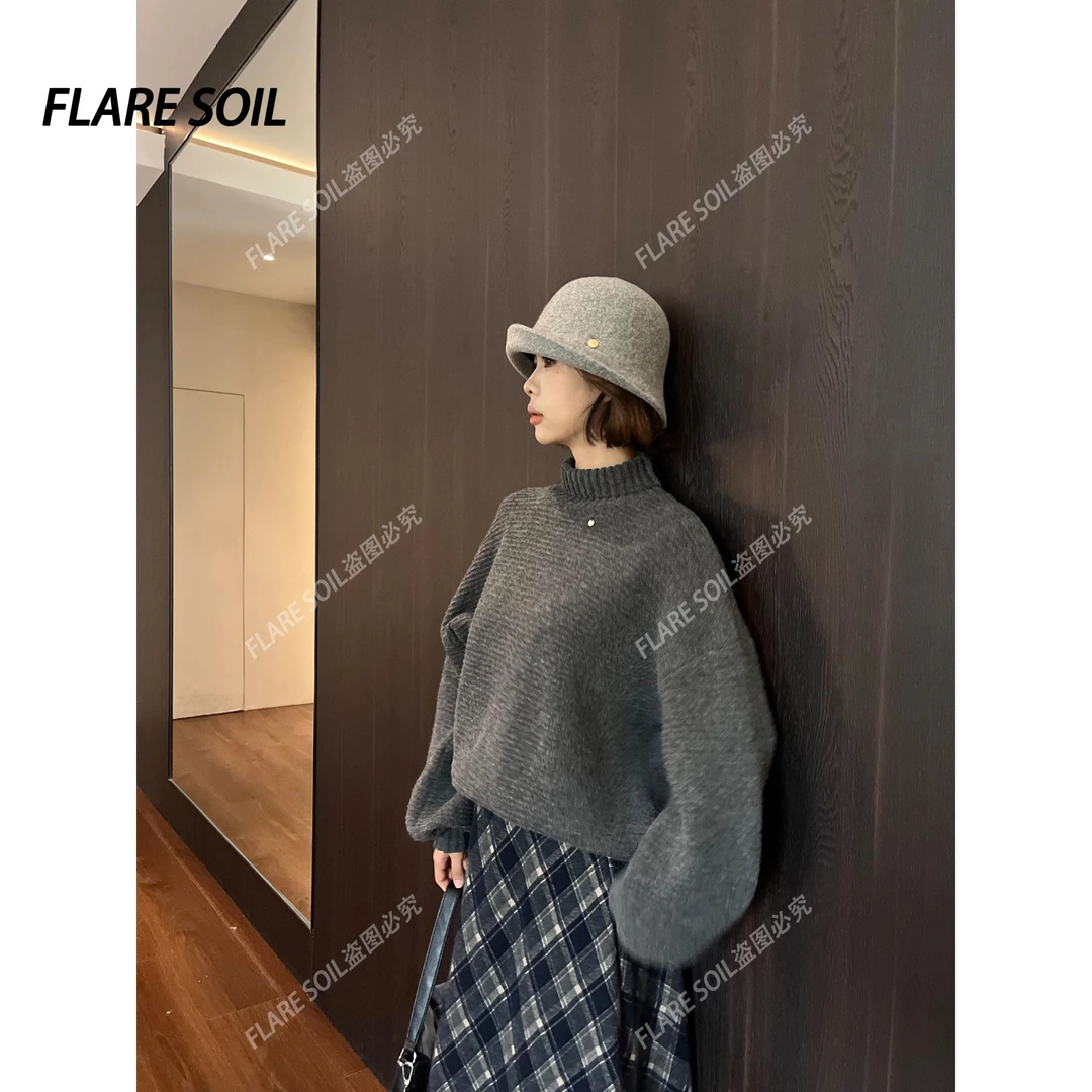 【FLARE SOIL】冬季新款高领针织毛衣韩系细条针织 T40144A