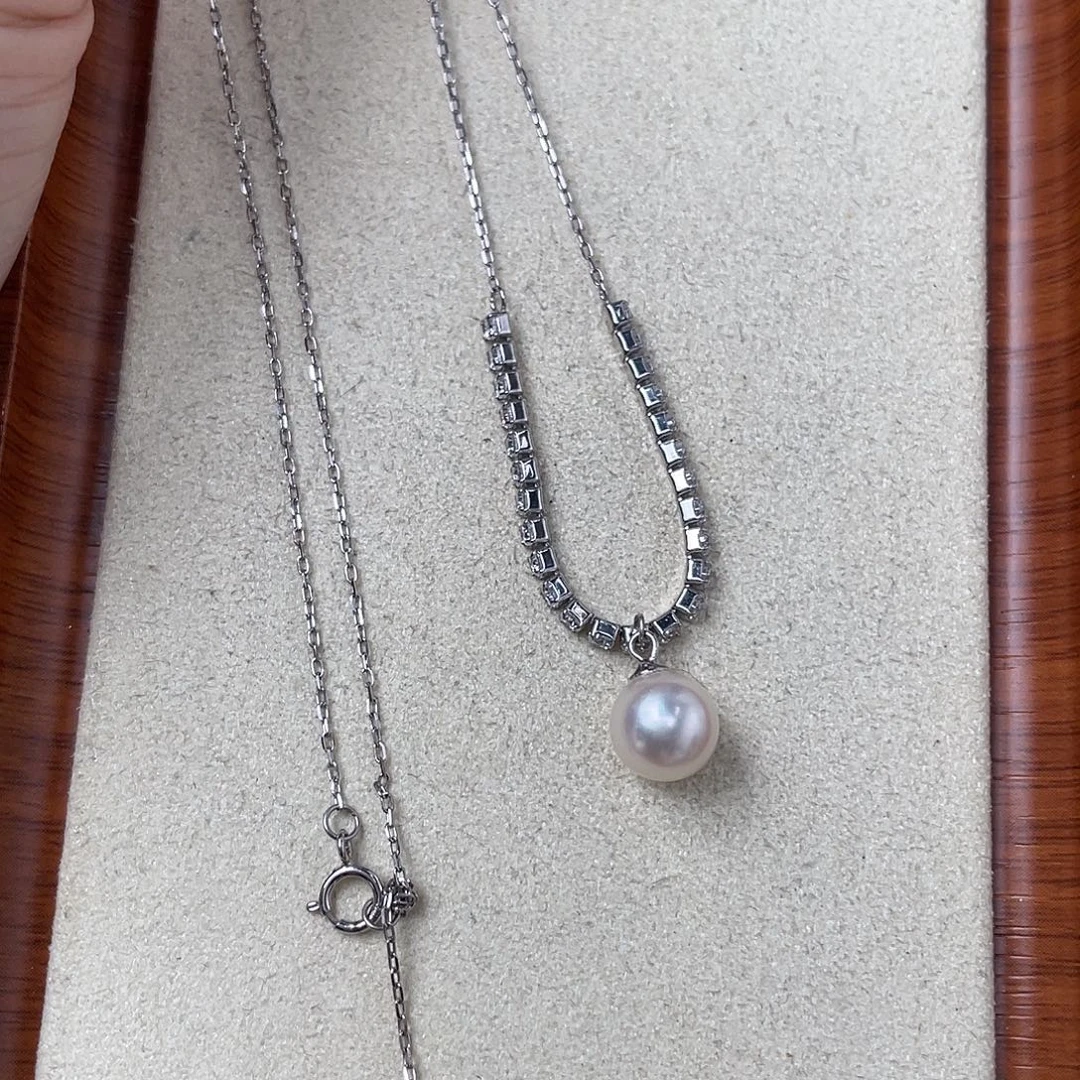 海水珍珠银S925镶嵌颈饰