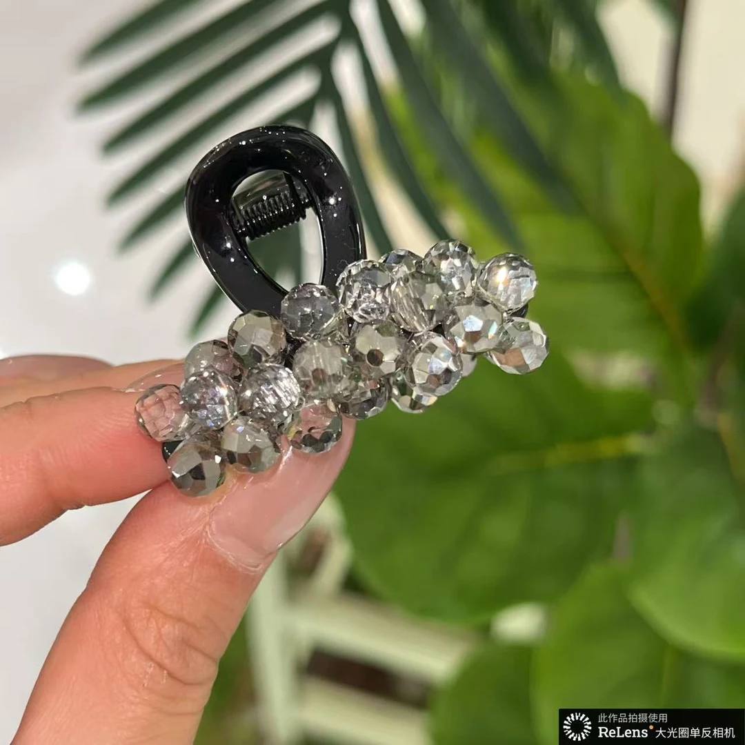 挽梦精品水晶原创高级感灰色四公分抓夹2127