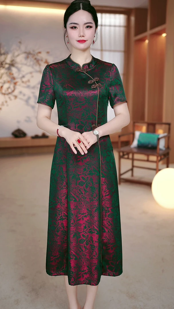 知性风旗袍女款高级感连衣裙大方新中式温婉知性妈妈装K-255888