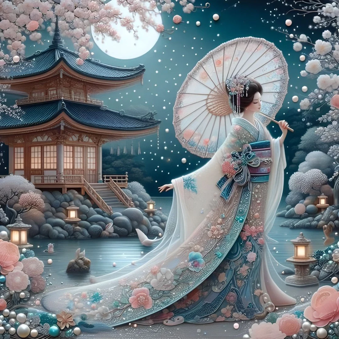 5D DIY异形钻石画美女画大小钻画益智手工制作装饰画古风贴钻风景