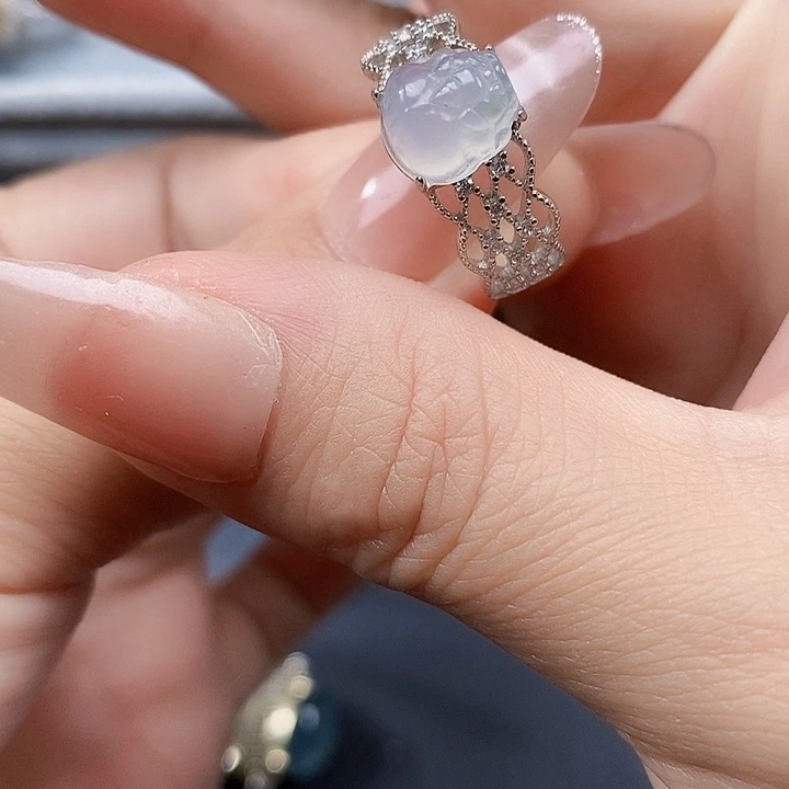 翡翠银S925镶嵌戒指