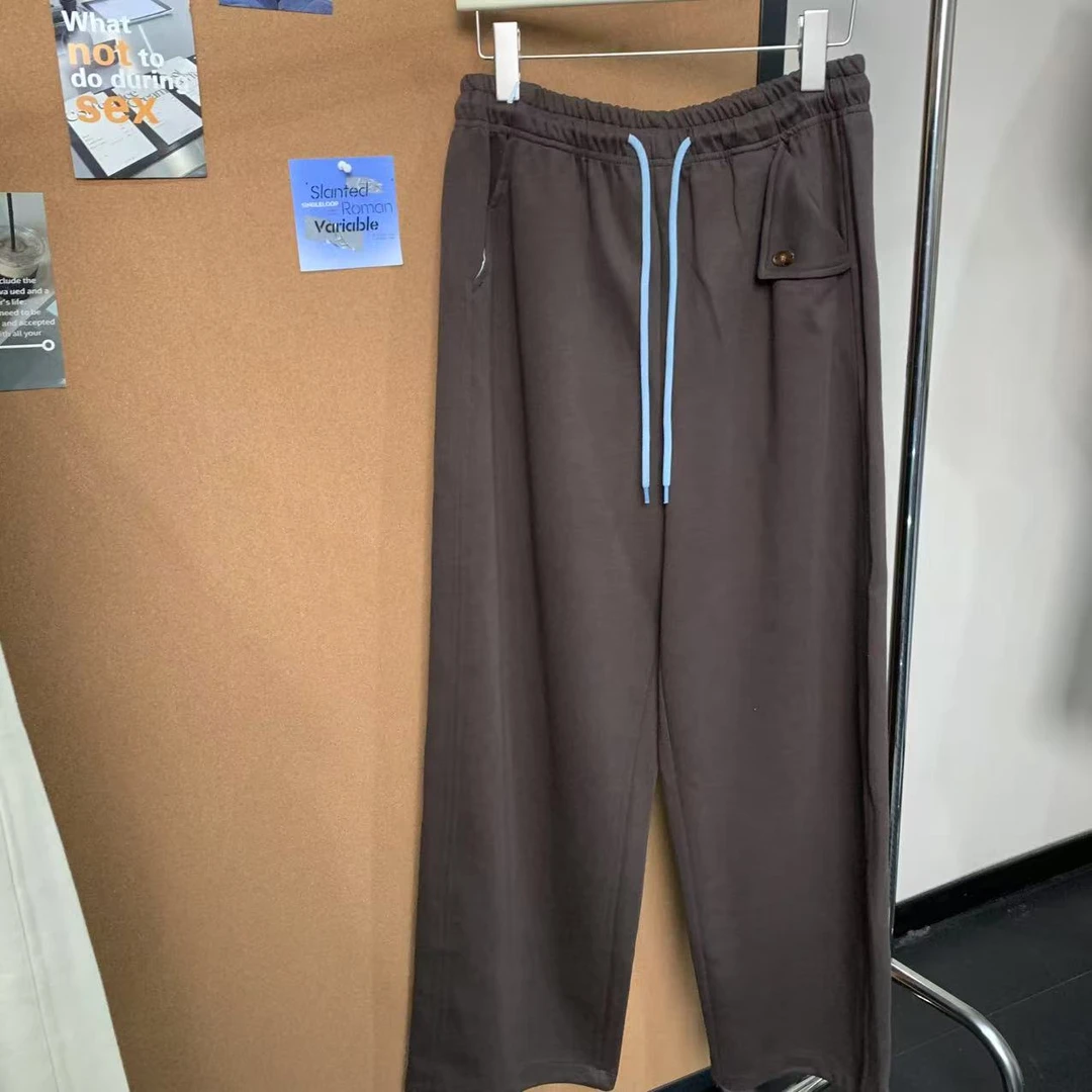 【 雨•美 推荐 】70163咖色休闲手工扣可调节卫裤
