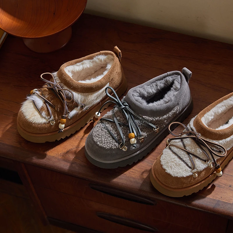 迷失麋鹿【姜饼屋小暖炉】 轻暖加绒串珠雪地靴