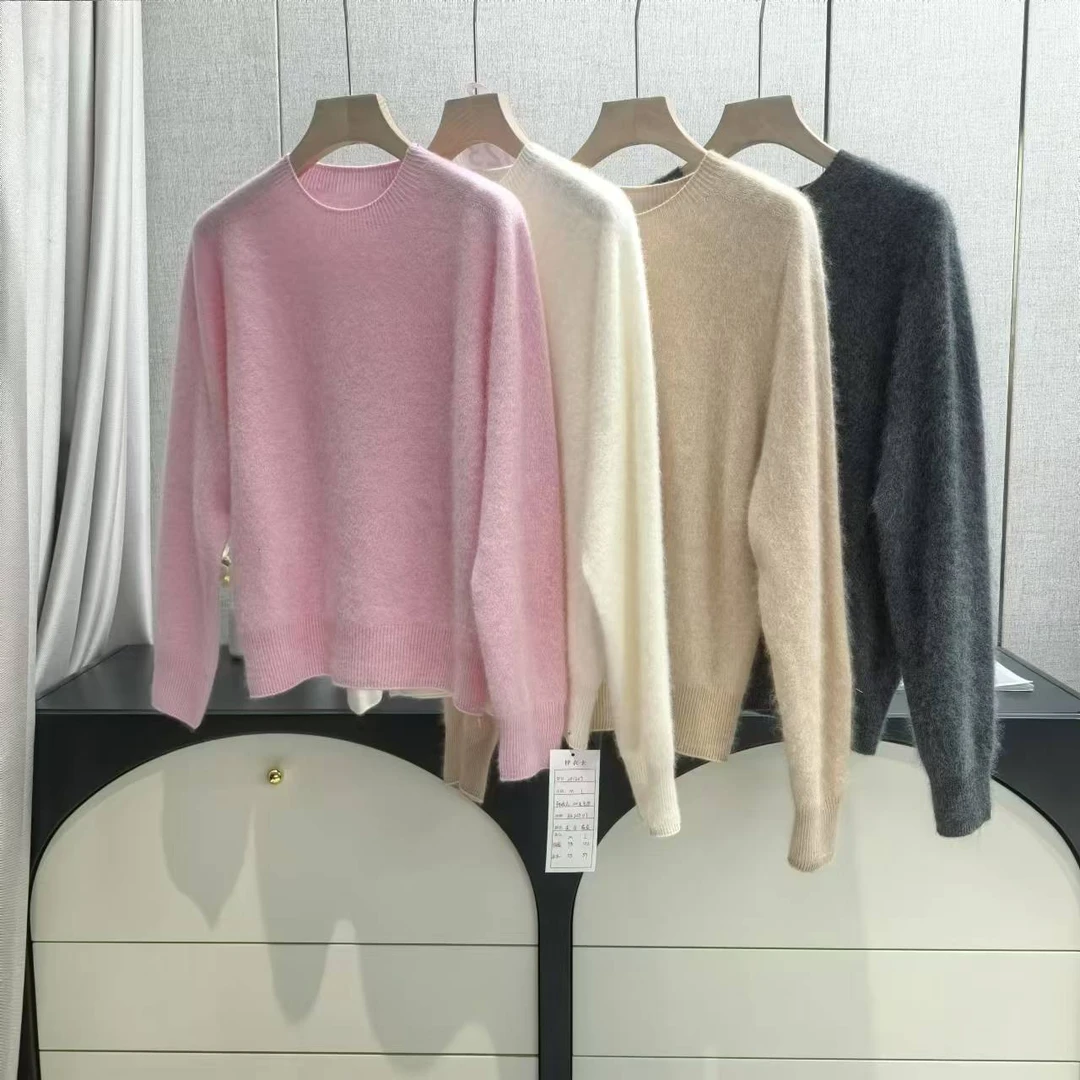 241209羊毛拉毛100支工艺慵懒长袖羊毛衫