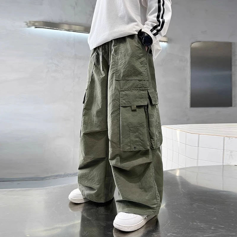 儿童夏装大男童装裤子冰丝防蚊裤夏季薄款迷彩裤工装直筒裤男孩