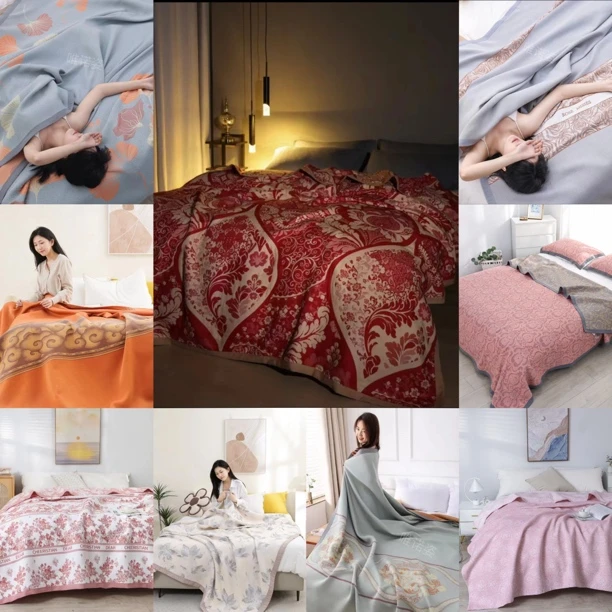 孤品1纱布盖毯 被子 四件套花型一直播间介绍为准拍下可截屏