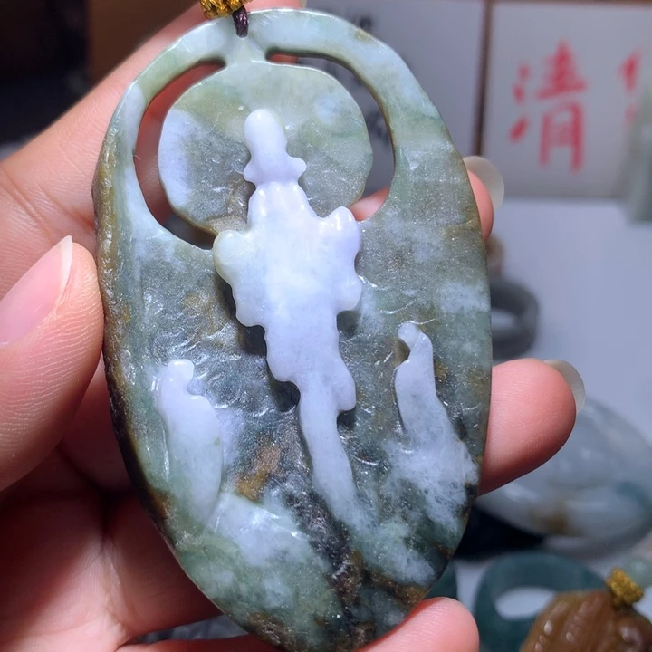 翡翠未镶嵌颈饰保真天然A货翡翠