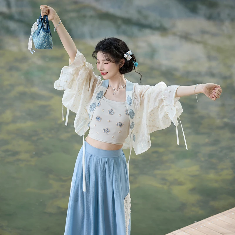 七月夕【蔚蓝海岸】汉服气质时尚夏季上新刺绣休闲汉元素开衫可爱