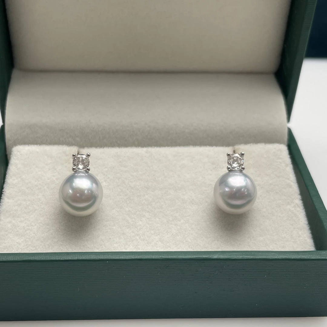 澳白银耳钉 经典王妃款9-10mm