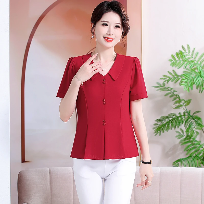 高档夏季新款时尚女T恤显瘦洋气质减龄妈妈装短袖打底小衫上衣女