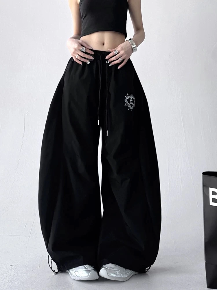 美式街舞潮牌"大香蕉"嘻哈夏季速干长裤kpop辣妹美式伞兵运动裤