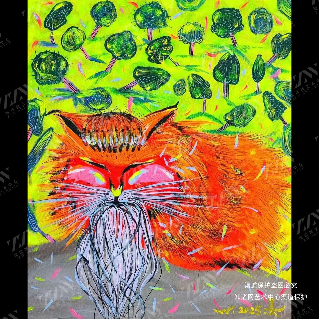 姜维原作 《仙猫》60cmX50cm 布面丙烯