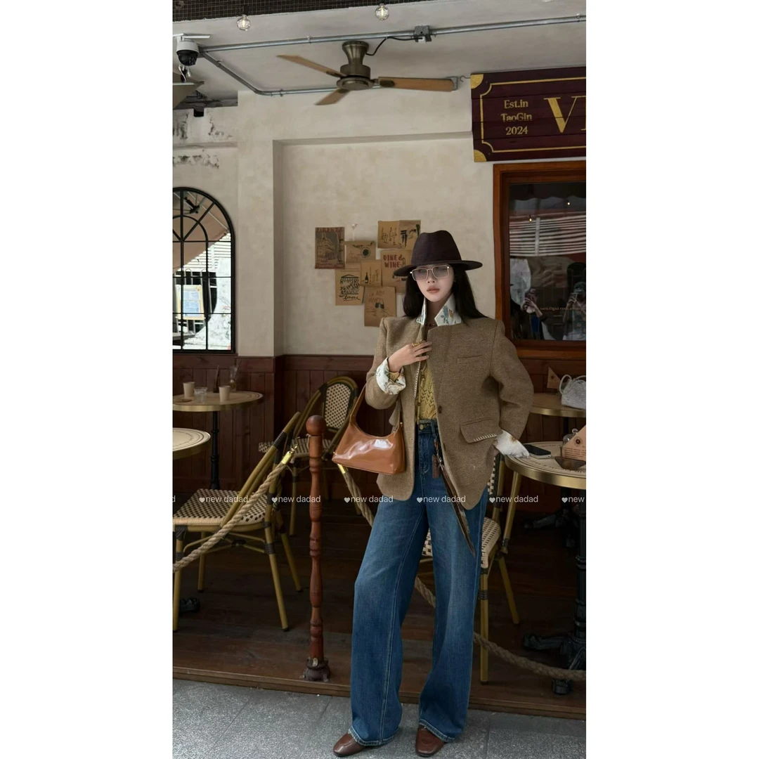 NEW DADADA秋季百搭翻领设计感时尚休闲修身气质外套CHM1380