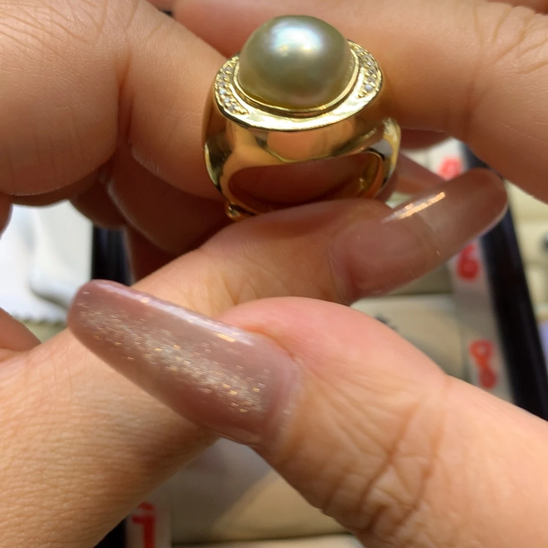 银S925镶嵌戒指海水珍珠