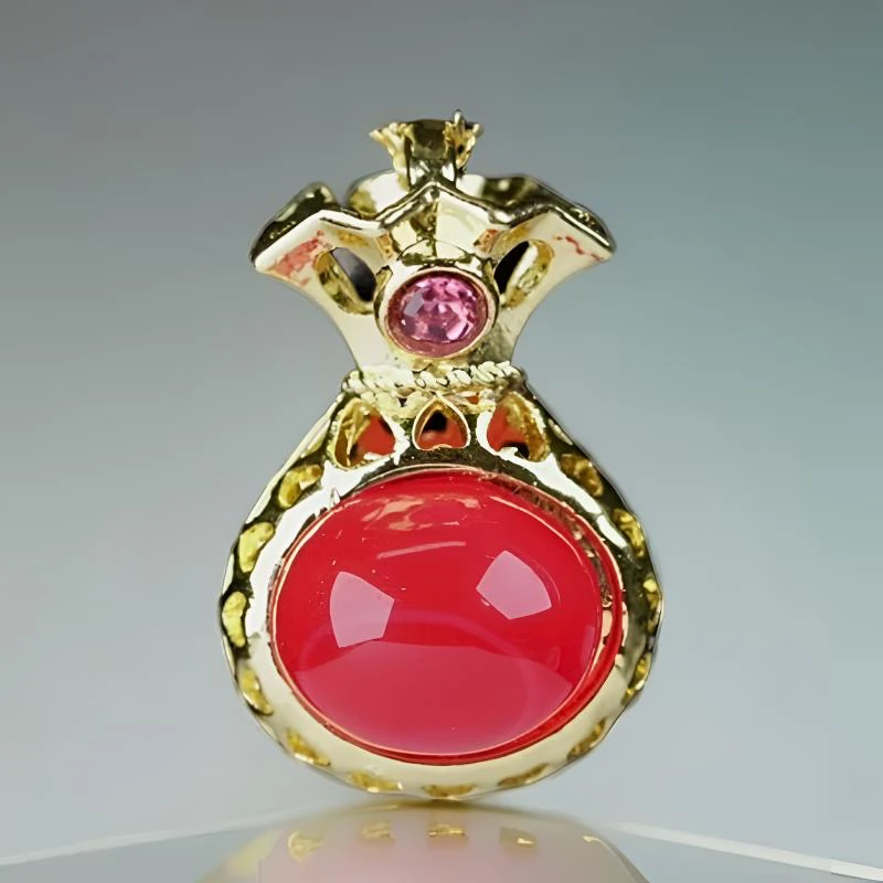 轻奢 百搭 红红火火 钱袋吊坠项链-LWL-2A