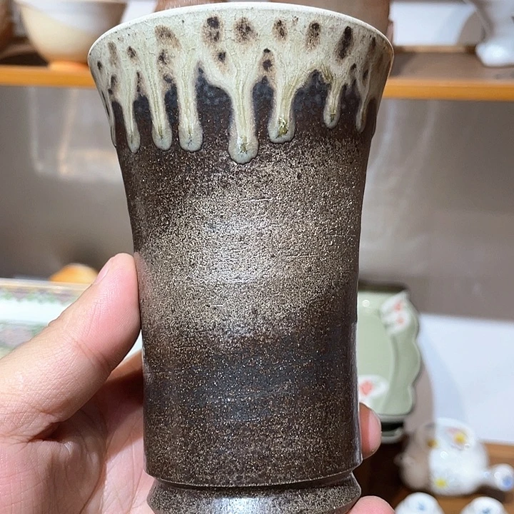 紫砂106全新小时元柴田作粗陶溜釉大啤酒杯
