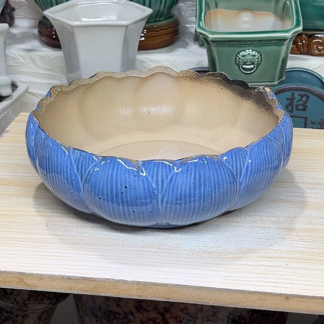 陶瓷绿植多肉微瑕花盆口径22*8.5打孔