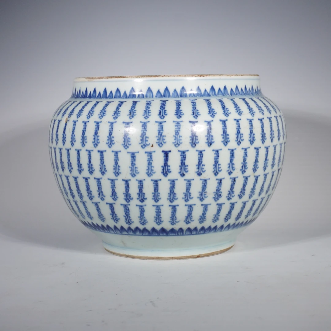 Lot 19920 清康熙 青花万寿纹粥罐【古董拍卖】