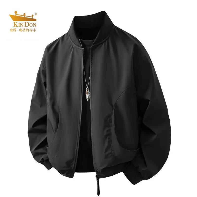 金盾潮牌黑色飞行夹克男士2025新款秋季宽松休闲高级上衣外套男款
