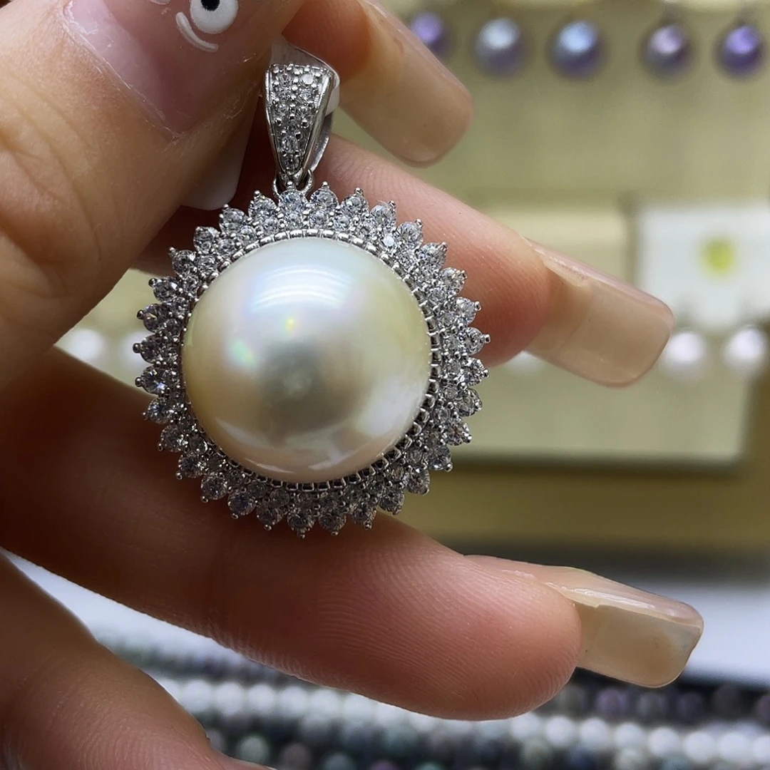 海水珍珠银S925镶嵌颈饰