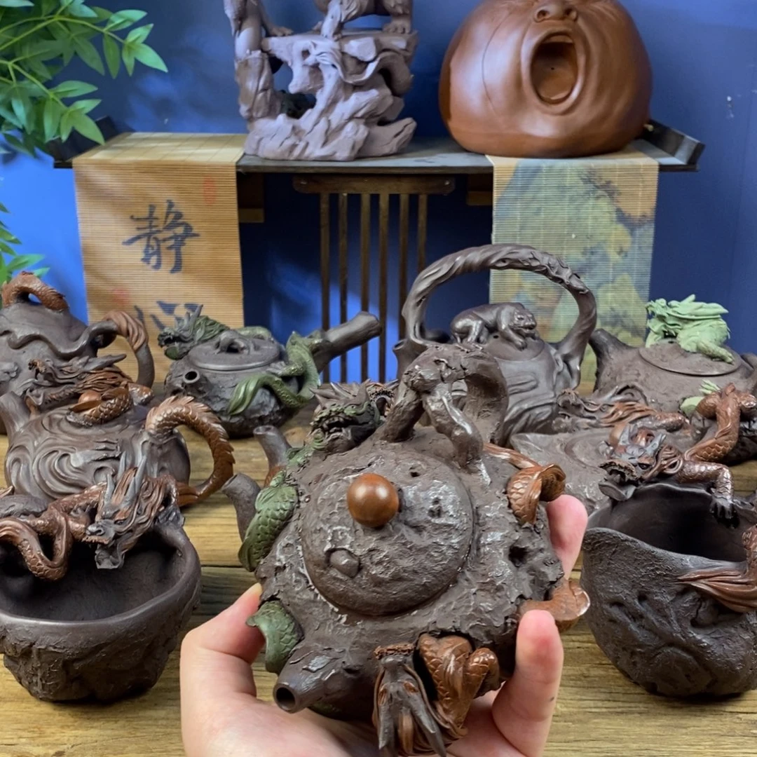 岭***塞茶壶紫砂紫砂 双龙壶