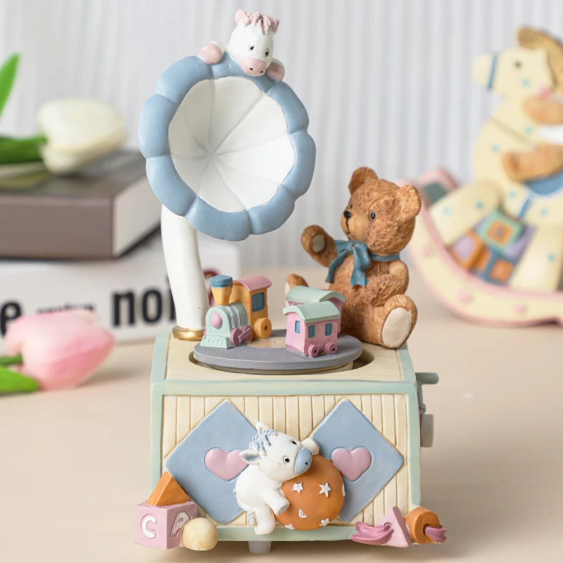 美国爱只为你留声机摆件旋转音乐盒八音盒女孩女友生日情人节礼物