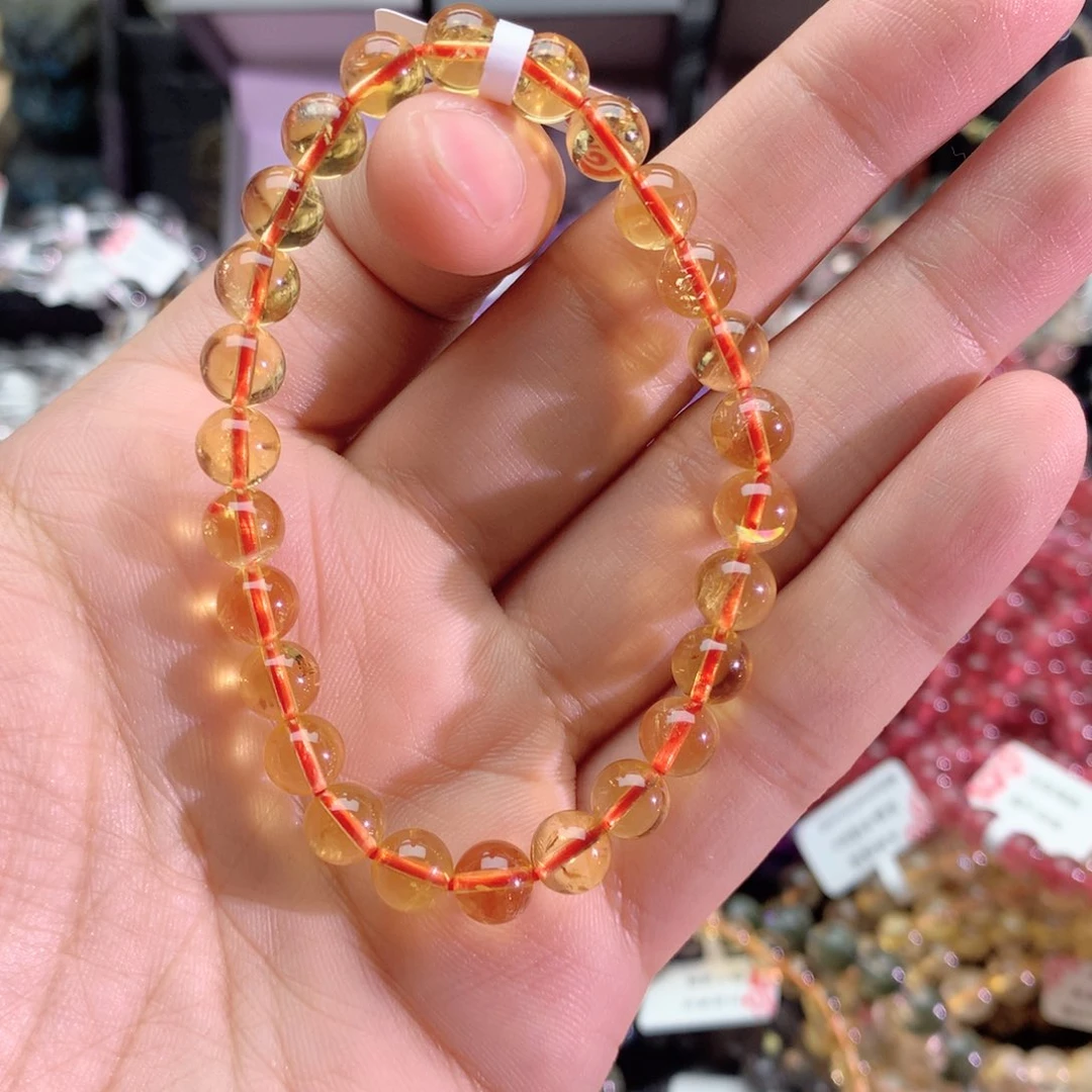 水晶手串未镶嵌阿*黄水晶手链7+