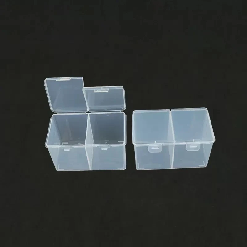 2格透明收纳分格盒饰品零件首饰包装盒串珠塑料整理盒