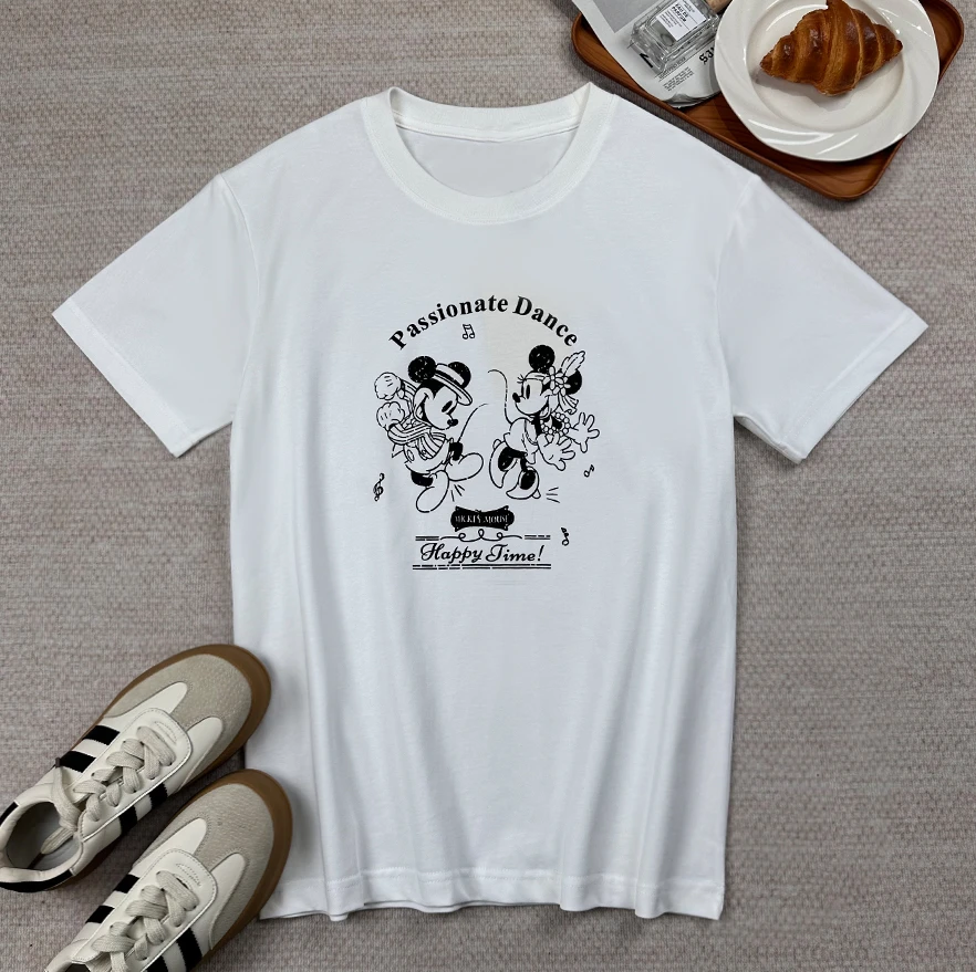 DUOM230克重I圆领百搭夏季小众宽松春季T恤百塔卡通印花休闲-6816