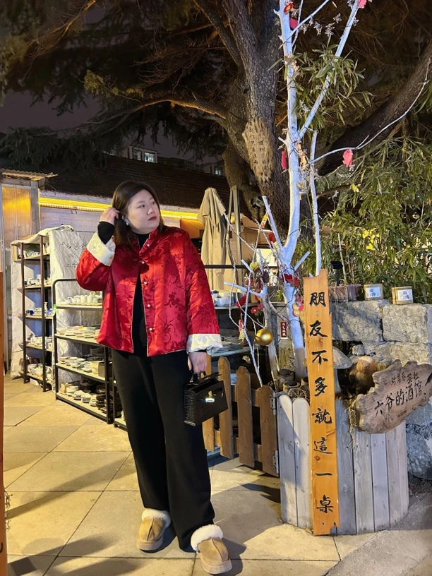 新中式双面真丝桑蚕丝冠乐皱棉袄外套中长款大码百搭显瘦