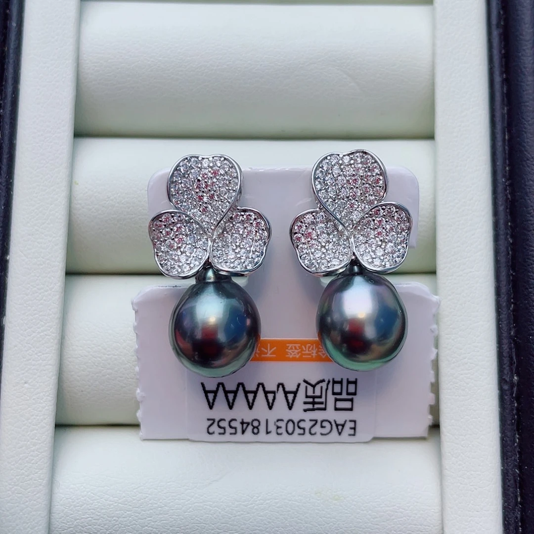 银S925镶嵌耳饰海水珍珠w50