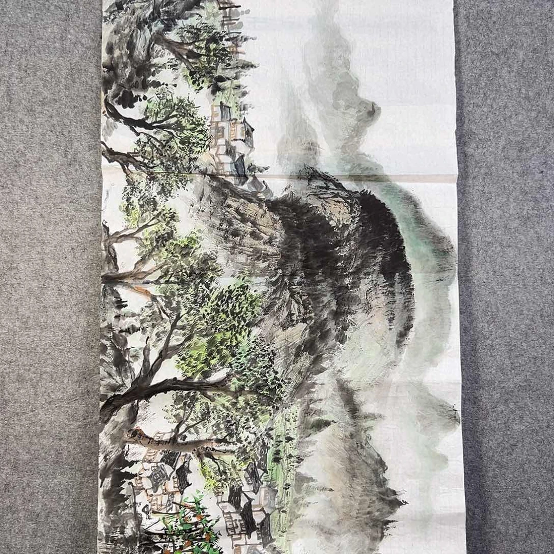 国画641 花鸟在树丛的顶端鸣叫叫声