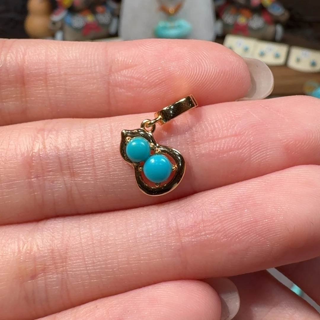 绿松石银S925镶嵌葫芦滴流