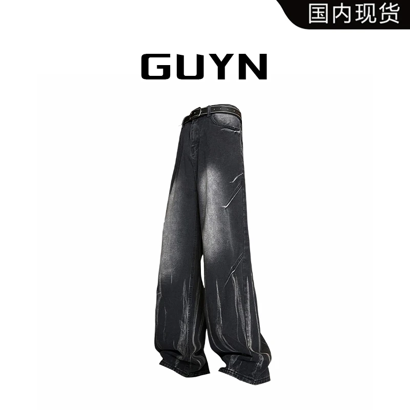 【品牌现货】GUYN美式牛仔裤小众设计复古水洗做旧工艺休闲潮流长裤