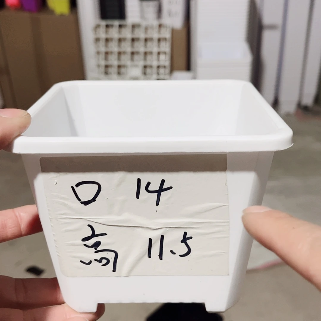 塑料升级款景天14方白色盆10个无托