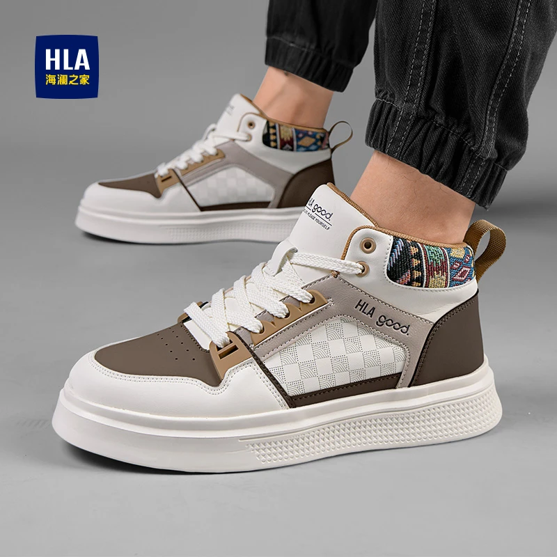 HLA/海澜之家琥珀流光秋季百搭增高小白鞋耐磨休闲中邦板鞋男款