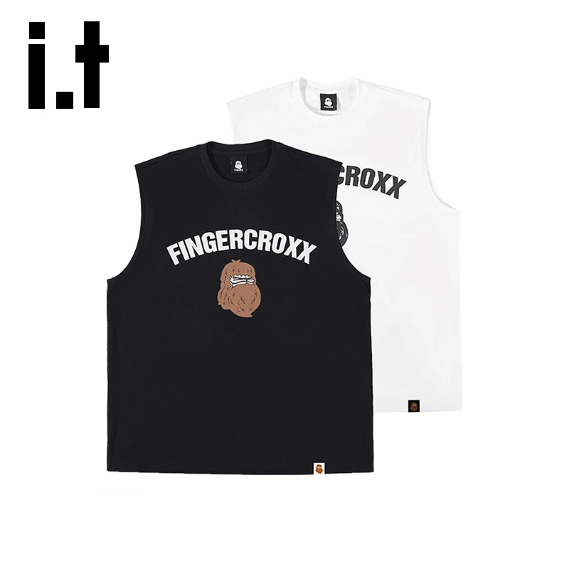 i.t FINGERCROXX夏季纯棉重磅印花水洗高弹亲肤不掉色不起球背心X