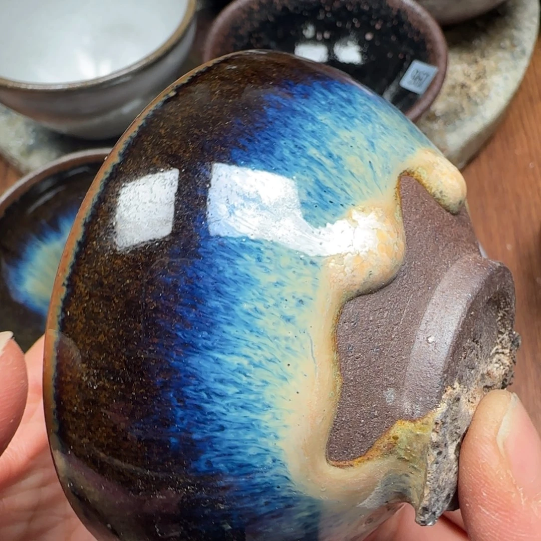 柴烧建盏茶盏杯茶杯420