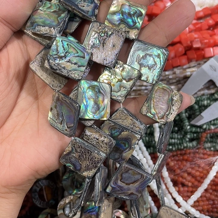 玛瑙/玉髓合金珠宝半成品天然鲍鱼带沙眼配件