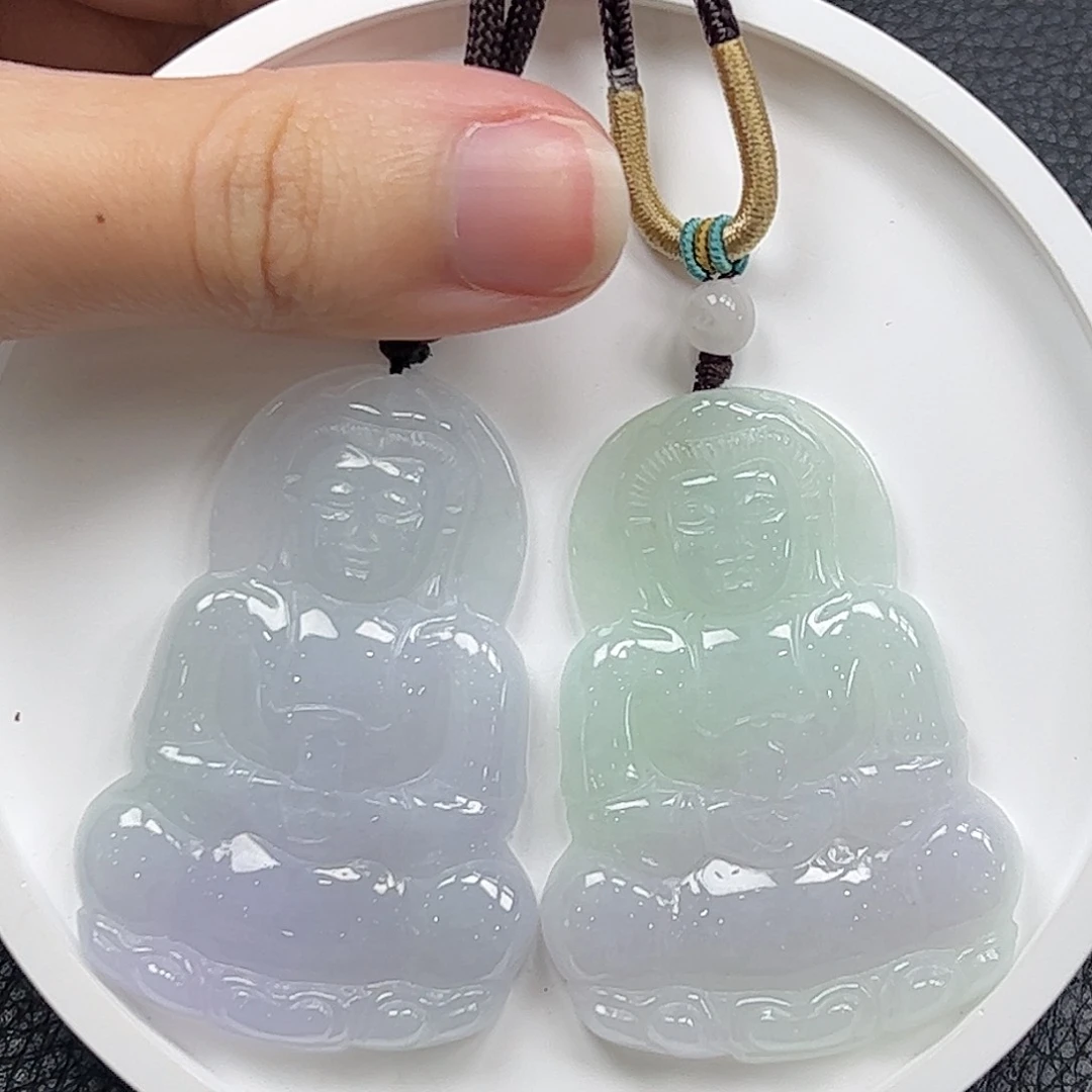 翡翠18K金镶嵌颈饰观音多样性发一