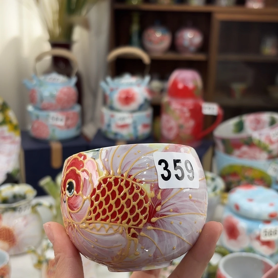 瓷片果****娜景德镇手绘高温釉下彩陶瓷茶具