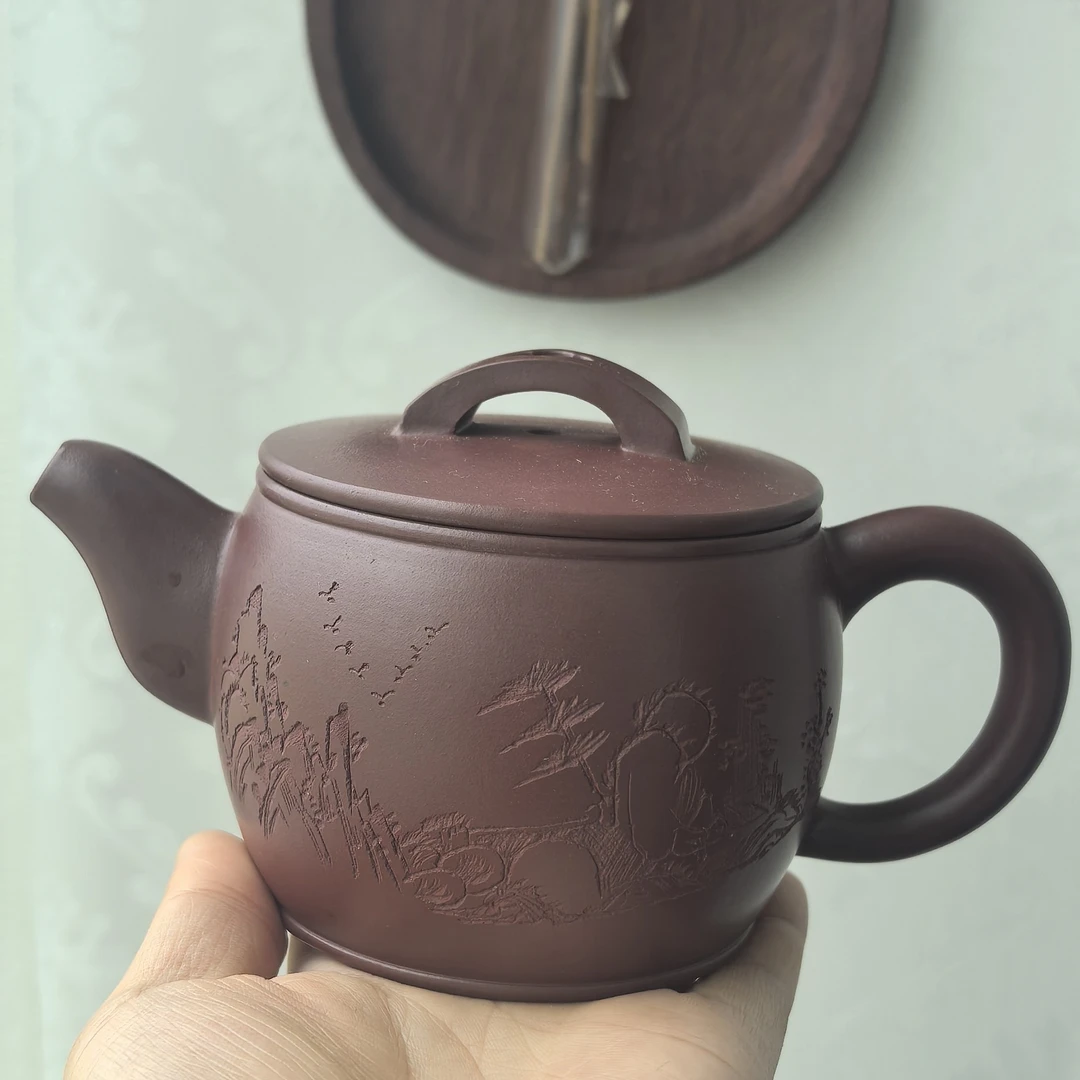 原矿紫泥250cc汉瓦紫砂壶