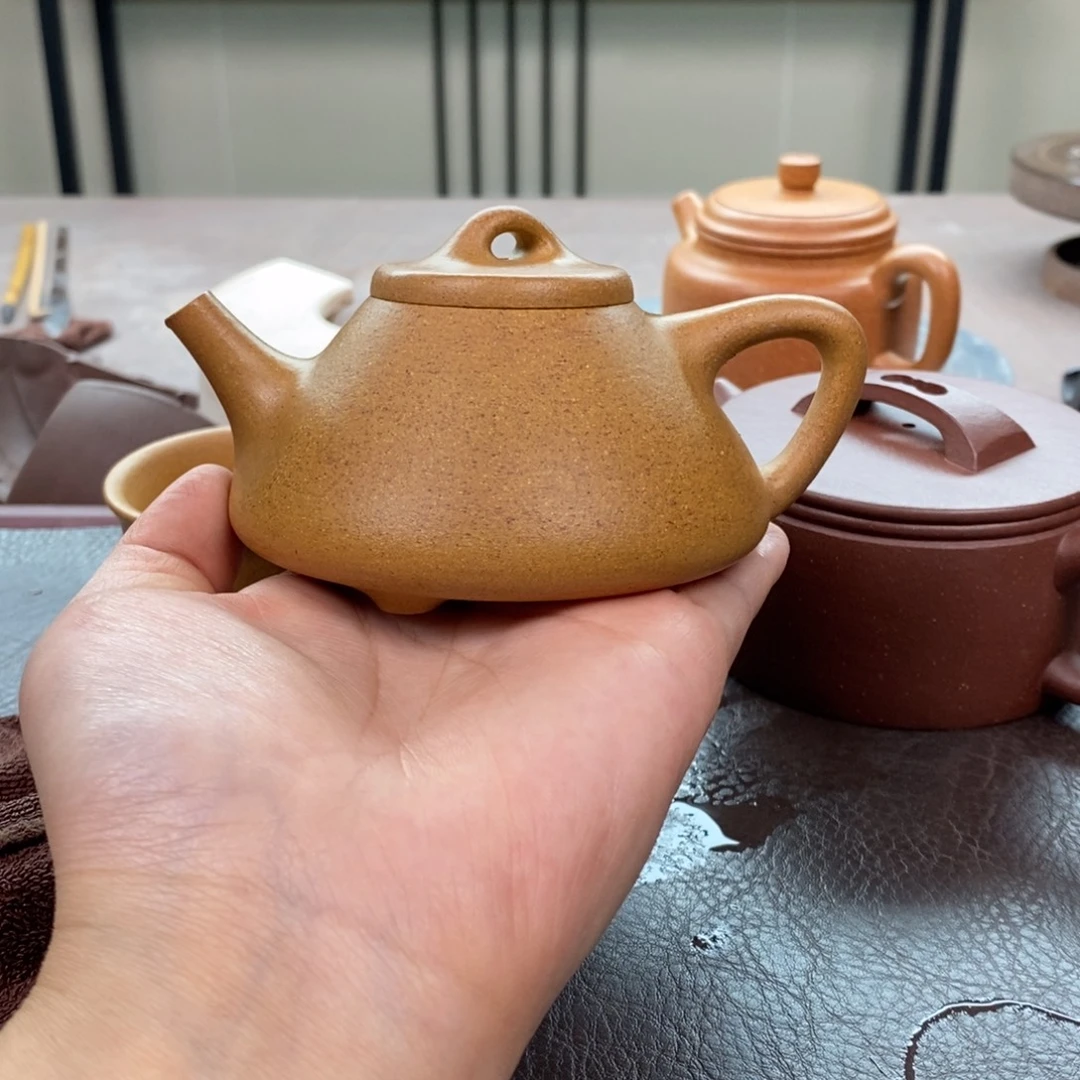 茶壶紫砂黄金段子冶石瓢180cc精工半手