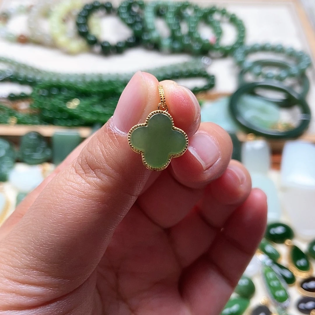 和田玉银S925镶嵌吊坠(不含链)